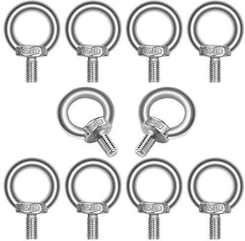 M8*13 Ringschraube Edelstahl 10 Stück, JatilEr 304 Edelstahl Augbolzen Ringbolzen Rostfrei Ösenschrauben Hardware Ringschrauben, Ring Runde Augenschraube für Rolle Des Befestigens Und Hängens