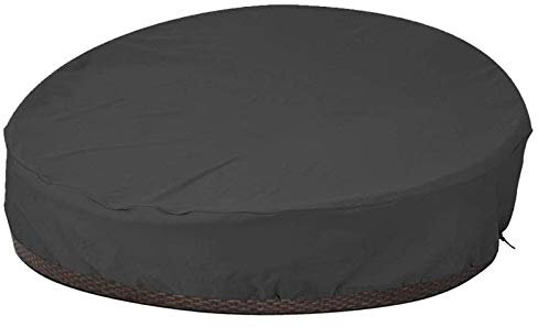AMGJ Schutzhülle für Runde Tagesbett, 210D Oxford Tuch Wasserdicht Abdeckung für Gartenmöbel Sofa Staubschutz Abdeckung, Schwarz,88x85x16/35