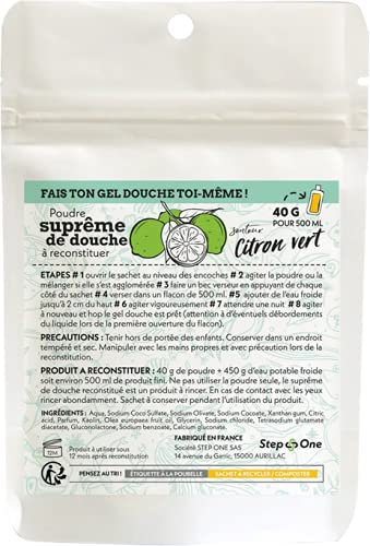 STEP ONE Gel de ducha en polvo de lima, 40 g