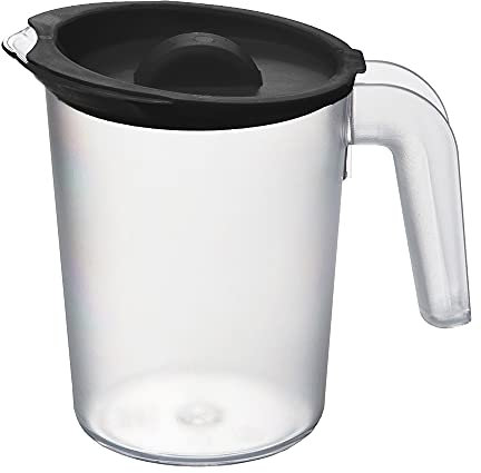 Harfield Tableware Roltex Pichet en plastique transparent givré avec couvercle noir réutilisable pratiquement incassable Transparent 500 ml