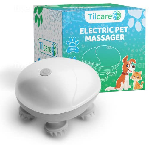Appareil de massage portatif pour chiens et chats de Tilcare - Outil de massage électrique - Gratte-tête et gratte-dos pour réduire les tensions, les muscles tendus et les raideurs