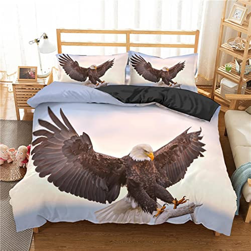 HONGNIU Bettwäsche Set Eagle Wings Bettbezug 135x200 cm weich bequem atmungsaktiv Hypoallergen Mikrofaser Bettbezüge Und 2 Kissenbezug,Geeignet für Jungen Mädchen Kinder