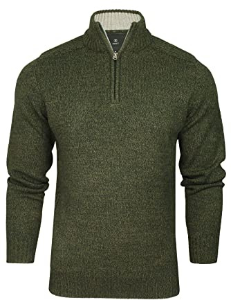 Xact Maglione Uomo a Maglia Twisted con Zip 1/4 (Kaki Twist) L
