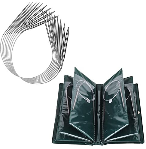 Aeelike 11 Stück Rundstricknadeln Set 40 cm Edelstahl Rundstricknadeln mit Etui, 1,5-5,0 mm Edelstahl Rundstricknadel Set, Ergonomische Stricknadeln Rundstricknadel für Socken, Ärmel, Untersetzer