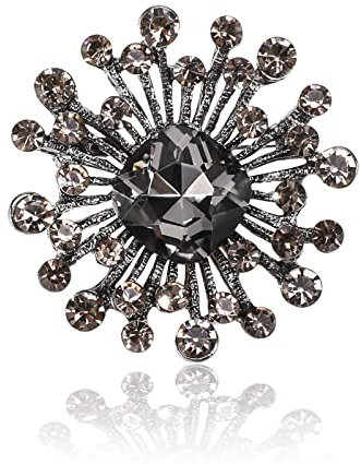 OOTSR Broschen für Frauen Kristall,Durchbrochene geometrische Kristall Brosche Schmuck,Damen Hochzeit Blumenstrauß Broschen Pin für Geburtstag,Party,Jahrestag(Schwarz)