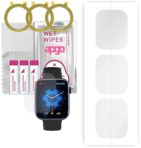 apgo 3 Stück Schutzfolie, klar, kompatibel mit Colmi P45 Smartwatch, Hydrogel Displayschutzfolie mit Positionierhilfe, Displayfolie, robust und kratzfest