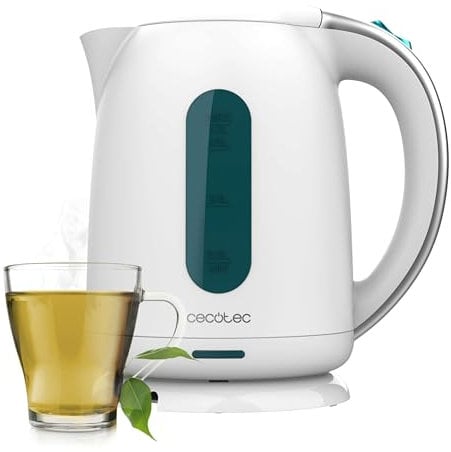 Cecotec Hervidor de Agua, 1,7 L Capacidad, Thermosense 180 White. 2200W, Calentamiento Rápido, Filtro Antical, Libre de BPA y Otros Tóxicos, Base con Giro de 360º, Recipiente sin Cables