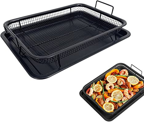 Grillkorb Grillgitter fettarm Backofen,CEIEVER Grillkorb Gitter für Backofen 33.5 * 22cm Grill Korb aus Edelstahl für Grillen, Waschen von Melonen, Obst und Gemüse und zum Abtropfen (Quadrat)