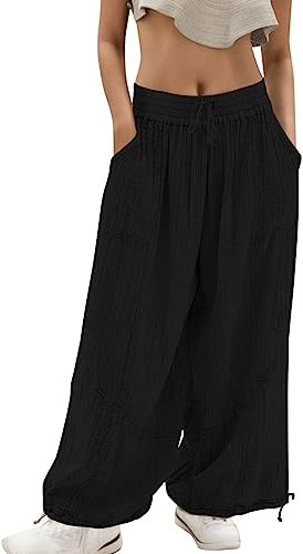 QingHUImao Haremshosen Damen Sommer - Leichte Sommer Hose Kreis Strand Harem Aladin Blume Pumphose Damen Pumphose Harem-Stil Sommerhose Aladinhose Pluderhose Yoga Freizeithose Sommerhose
