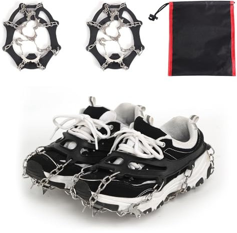 Steigeisen für Bergschuhe, Ice Klampen Steigeisen mit 10 Edelstahl Zähne Eisspikes, Edelstahl Spikes Schuhkrallen für Felsklettern Bergsteigen Trekking Hochgebirge Winter im Freien