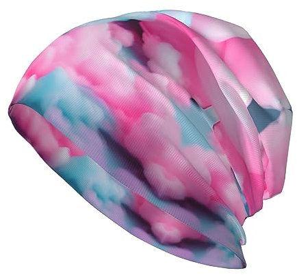 Ogniwo Halloween Herren Beanie Hut Winter Warme Strickmützen, Strickmütze Beanies Frauen Mehrfarbig Weich, Gothic Rose Print, Rosa Zuckerwatte, Einheitsgr��e