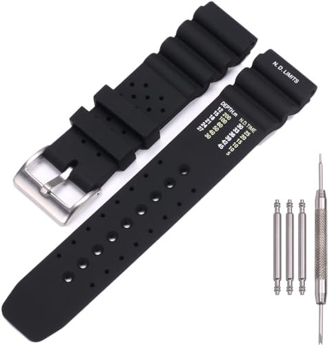 MCXGL 22mm Silikon-Uhrenarmband kompatibel mit Citizen Hyper Aqualand Duplex Promaster Herren Sport Wasserdicht Taucharmband Armbanduhr Zubehör (Silver buckle)