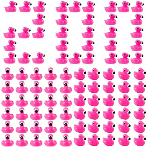 200 pcs Mini Flamant Rose Canards, Figurines Miniatures Flamant Résine Rose Rouge Mignon Petit Animal Jouet Cadeaux Fête Décorations pour Jardin Paysage Maison Poupée DIY Artisanat