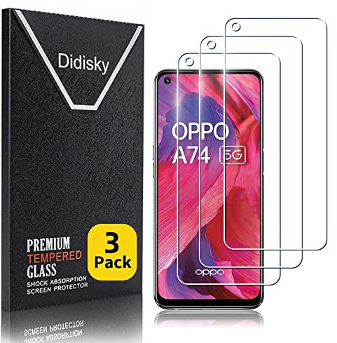 Didisky 3-Unidades Cristal Templado Protector de Pantalla para OPPO A54 5G, OPPO A74 5G (No para OPPO A74 4G), Antihuellas, Sin Burbujas, Fácil de Limpiar, 9H Dureza,Transparente
