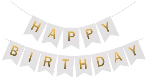 Kyzistn Cartel de feliz cumpleaños, 13 banderines de cumpleaños de color blanco para decoración de fiesta de niños y niñas