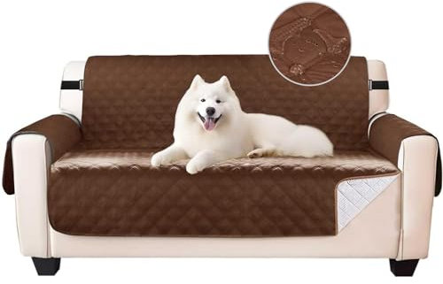 wiipara Sofabezug 3 Sitzer, 100% Wasserdicht Schonbezug Sofa Überzug, Couchbezug mit Armlehnen, Sofaschoner rutschfest Optimierter Sofaschutz Sofaüberwurf, Braun(L Form Ecksofa Erfordert Zwei)