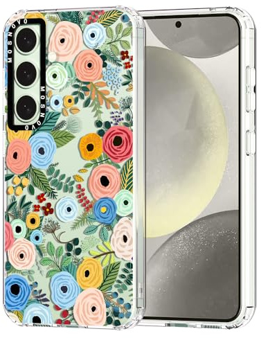 MOSNOVO für Samsung Galaxy S24 Plus 5G Hülle – Durchsichtige, schlanke, stoßfeste TPU+PC-Handyhülle, [6,6 Fuß Fallschutz/Anti-Abziehen] - Pastell-Blumengarten