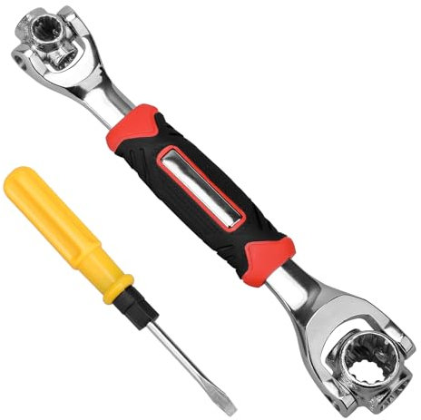 Outlet 52 in 1 Doppelkopfschlüssel Steckschlüssel, 360 Grad Rotationsschlüssel Universal Verstellbarer mit Rutschfester Griff,Schraubendreher,Multifunktions Steckschlüssel für Haus und Auto Reparatur