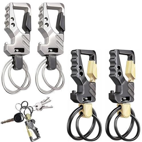 ZEACCT 4-Pack Premium Zinc Alloy Keyrings - Industrial Strength Carabiners for Keys, Duty-Grade Metal Keychains with Secure Locking (Men's Heavy Duty Accessories)
