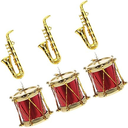 Vaguelly 3 Sets Miniatur Musikinstrument Kleines Saxophon Kleines Musikinstrument Mini Saxophon Kleine Trommel Mini Trommel Requisite Winziges Musikinstrument Mini Trommel