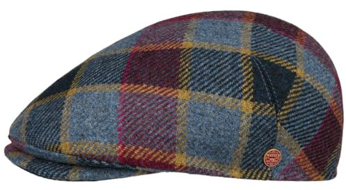 Mayser Sidney Flatcap kariert mit Überkaro Mehrfarbig Made in EU Herren Herbst Winter blau 59 cm