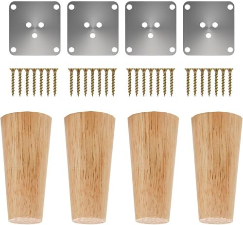 4 Stück Holz Tischbeine, Massivholz Konisch Ersatz Möbelfüße Sofafüße Sockelfüße Tischfuß Aus Eiche,für Stühle und Sofa Bett Schrank Couch Stuhl (20cm/7.87in)