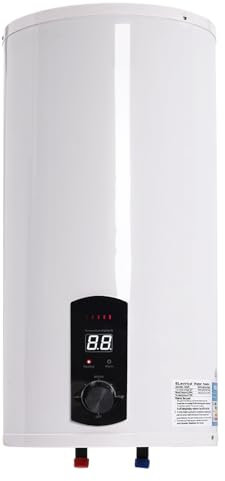 WindWilder 50-120L Elektrischer Warmwasserbereiter mit Shower Kit, 2KW 220V Elektro Warmwasserspeicher Boiler, 25-75 ℃ Wassertemperaturbereich, Wandhängender Boiler Elektrospeicher Weiß (80L)