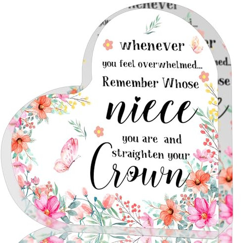 Wertschätzungsgeschenke für Frauen, Nichte, Geschenke von Tante, Schreibtisch-dekoratives Schild, Acryl-Herzschild, Dankeschön-Geschenke, Abschlussgeschenke, inspirierende Geschenke für Frauen,