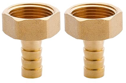 SEIWEI G Lot de 2 raccords de tuyau cannelés à filetage femelle de 1,9 cm x 12 mm en laiton cannelé pour tuyau d'arrosage