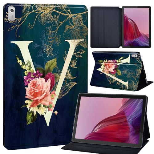 Case For Lenovo Tab M9 2023 9 Inch (TB-310FU), Slim Smart Cover Stand Folio Case for Lenovo M9 TB-310FU PU Leather Case Tri-Fold Tablet Cover (initial letter V)