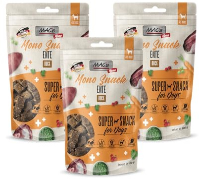MACs Dog Mono Snack Multipack 3 x 100g Ente | Getreidefreier, hochfleischiger Soft-Snack | natürlicher Hundesnack ohne Zusatzstoffe | ideal für empfindliche Hunde