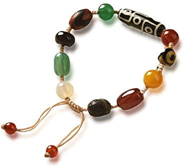 CWZZWS Natural Achat DZI Perlen Multi-Treeure-Armband-Mode-Persönlichkeit unregelmäßige geflochtene Seilarmband