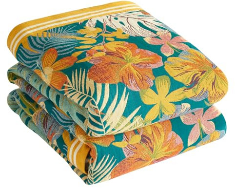 Bailix Premium Boho Tagesdecke 100% Baumwolle Kuscheldecke Doppelseitige Musselin Boho Decke 150x200cm, Kuschelige Sofadecke & Bettüberwurf, Patchworkdecke, Sommedecke für Wohnzimmer Grün/Orange