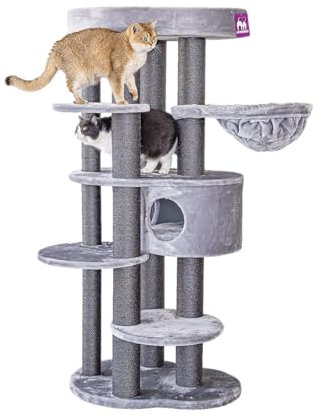 Petrebels Design Kratzbaum, Isabella 170 cm, XXL Kratzbaum für große Katzen, Maine Coon, Farbe Grau
