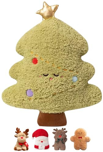 MOMAHUA Weihnachten Plüschtier,30 cm Weihnachtsbaum Kuscheltier Plüsch,Weiches Niedliches Fell Stofftier Plüschpuppe Geschenk für Kinder,Winter Deko,Weihnachts Neujahr Geschenk für Mädchen Jungen