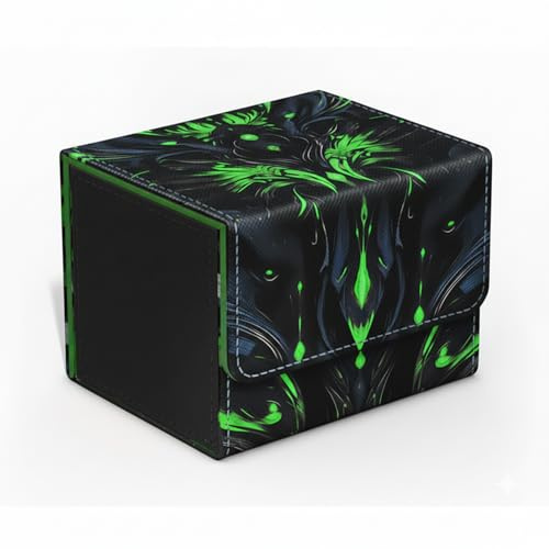 Premium PU-Leder Deck Box für MTG & TCG – Fasst 120+ gesleevete Karten oder 80 Doppel-gesleevete, Magnetverschluss, Kompaktes Aufbewahrungsfach für Sammelkarten, Schutzhülle für Commander Decks (Grün)