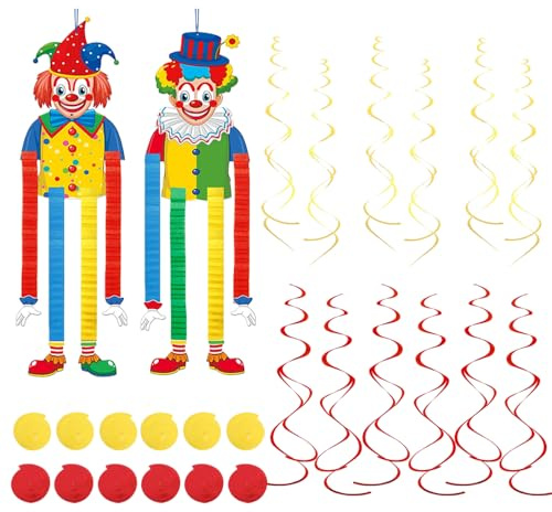 XFSRG Clown Deko Karnevalsparty Wanddekoration Papiergirlande Festliche Partydekoration Fasching Karneval Deko Fenster Kindergeburtstag Zirkus Mottoparty Bunt