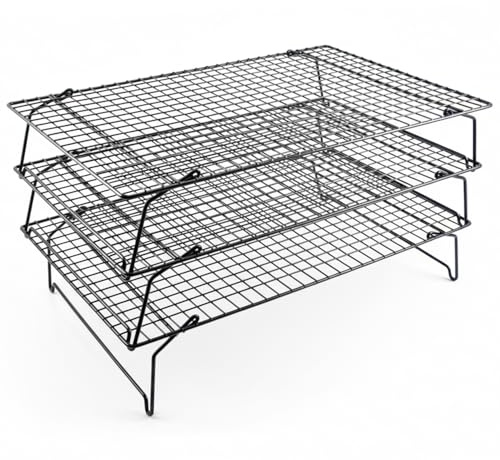 Besto 3-Tier Wire Cooling Rack for Baking | Non-Stick & Dishwasher Safe Cooling Rack Tray for Cakes, Cookies, Muffins, Biscuits & More | Oven Safe & Allows Steam to Evaporate