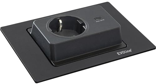 EVOline Spin, 1 Stk. Schukosteckdose, USB-C-Charger, schwarz matt