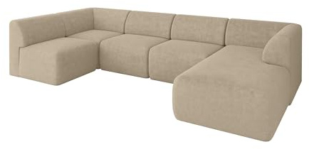 ALTDECOR Ecksofa in U-Form Corner Sofa Bett Eckcouch Couch L-Form Wohnlandschaft Cauchsofa MOVO 345x180x78 Creme