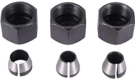 Pomoflexi 3 Pcs Router Collet Set Chuck Heads Adapter for Drills Engraving Trimming Carving Machine Electric Router Milling Cutter