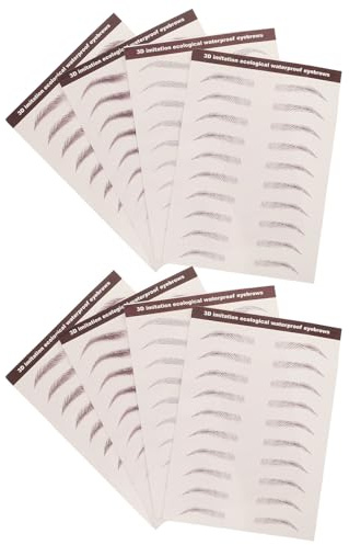 OUNONA 8 Blatt Augenbrauen Tattoos Augenbrauen Transfer Aufkleber Braun Water Transfer Paper Messfrei Einfache Anwendung für Make Up und Formung für Frauen