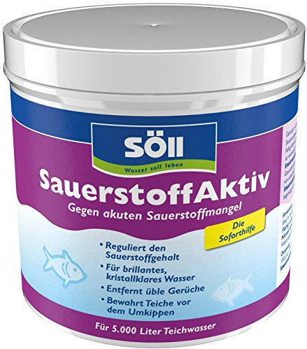 Söll 81798 SauerstoffAktiv, 500 g - Soforthilfe bei akutem Sauerstoffmangel im Teich/Teichpflegemittel reguliert Sauerstoff und entfernt üble Gerüche im Gartenteich Fischteich Koiteich