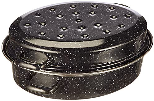 Beka 14720344 Kitchen Roc Daubière en acier émaillé noir moucheté 34 cm