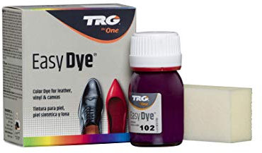 TRG The One - Tinte para Calzado y Complementos de Piel | Tintura para zapatos de Piel, Lona y Piel Sintética con Esponja aplicadora | Easy dye #102 Lila Oscuro, 25ml