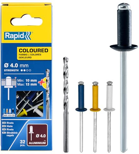 Rapid 5000403 Rivets Automobile 4 couleurs Ø4 x 16mm