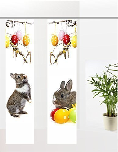gardinen-for-life Flächenvorhang Set Osterhasen, 2 TLG. Schiebevorhang Set mit Druck-Motiv, Gr. 2X (60x260 cm) Tolles Ostermotiv, Ostern