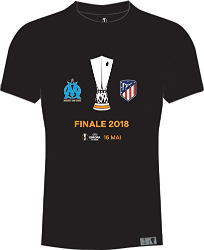 Olympique de Marseille - Maglietta da uomo con scritta Finale Coppa Europa League 2018, collezione ufficiale, taglia adulto, Uomo, Nero , S