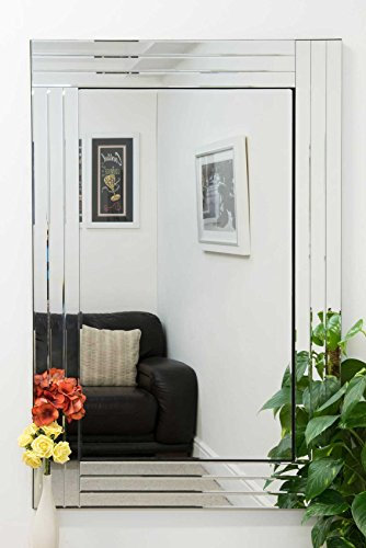Grace Silver Glass Venetian Framed Rectangle Bevelled Wall Mirror 48in x 32in (120cm x 80cm) by Barcelona Trading