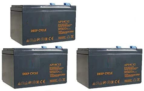 3 X BATTERIA RICARICABILE USO CICLICO PIOMBO 36V 12V Volt 14Ah PER BICI ELETTRICHE 6DZM-